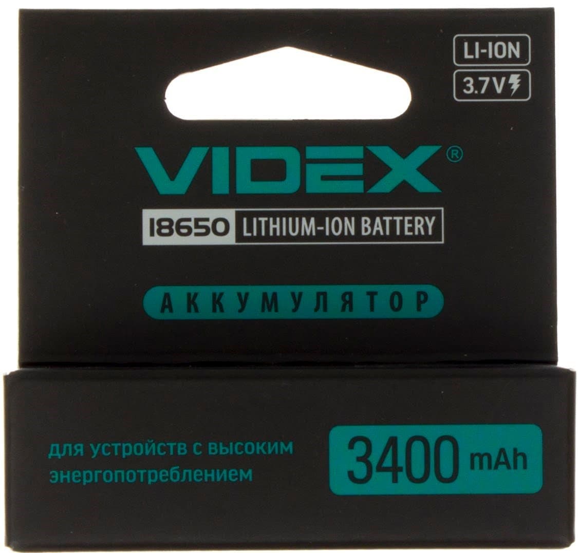Аккумулятор VidexLi-ion 18650-R, 3400 mAh, защита