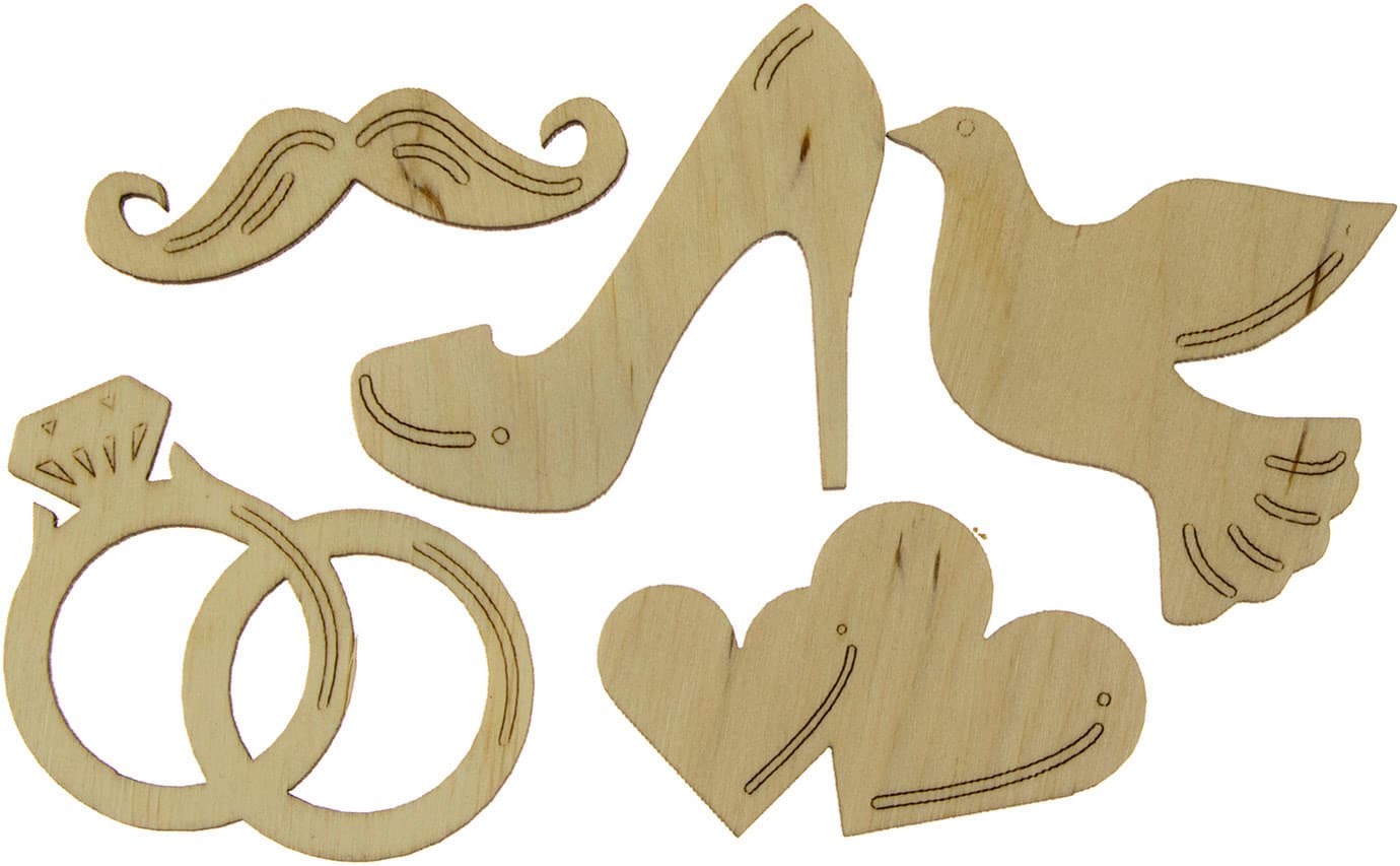 Набір для творчості Весільний (набір 5 шт) 6-7 см фанера асорті