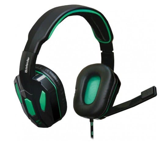 Наушники Defender Warhead G-275 2,5 м green/black, микрофон
