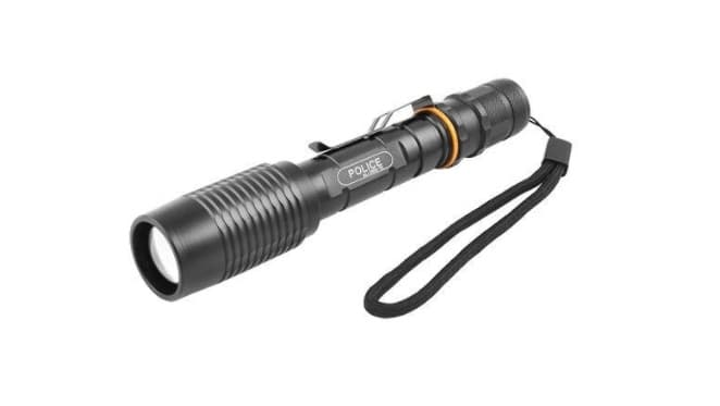 Фонарь на аккумуляторе металлический Police зарядное устройство от сети zoom BL-2804S-T6