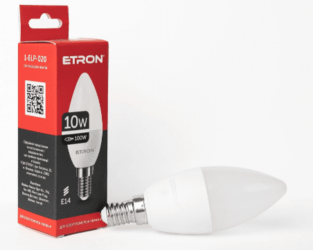 Лампа Etron Light Power LED 1-ELP-020 C37 10Вт 4200K E14 (10)