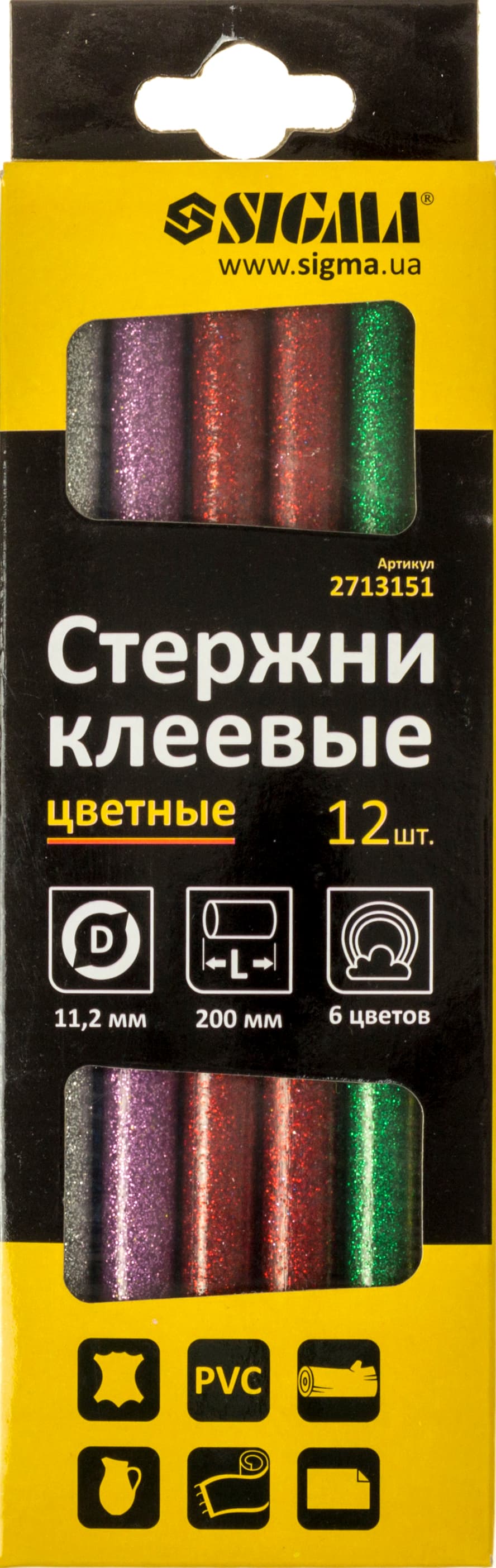  Клеевые стержни Sigma d11,2х200 мм цветные №2713151