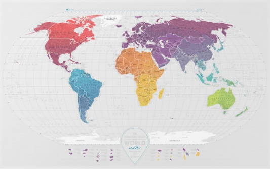  Плакат-скетч карта мира Travel Map Air World