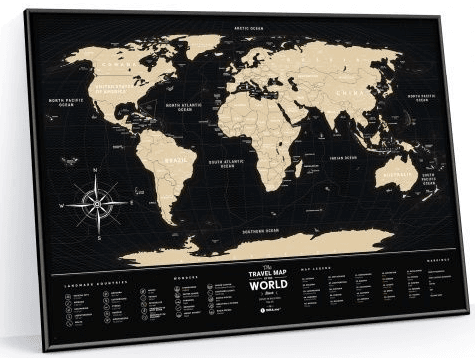  Плакат-скетч карта світу Travel Map Black World