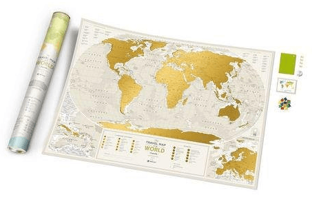  Плакат-скетч карта мира Travel Map Geography World в тубусе
