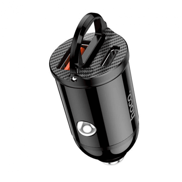  Зарядное устройство автомобильное Hoco быстрая зарядка Type-C 1USB 3A 30W black №NZ2