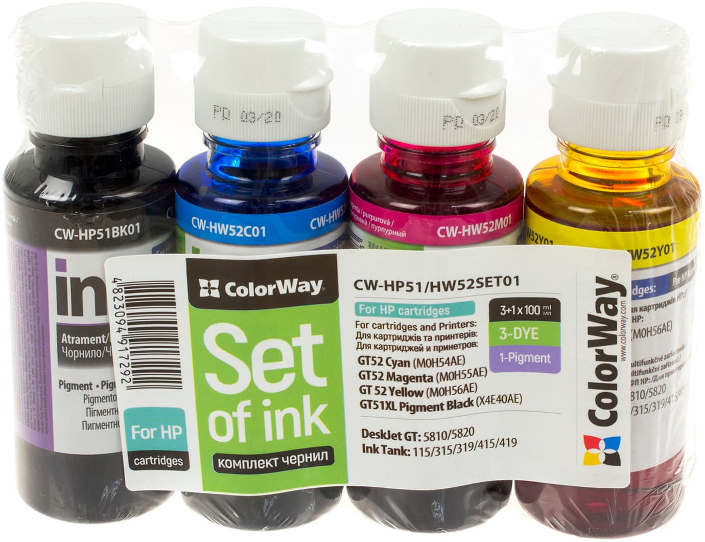 Чернила к-кт ColorWay HP Ink Tank 115/315/415 4х100мл black,cyan,magenta,yellow