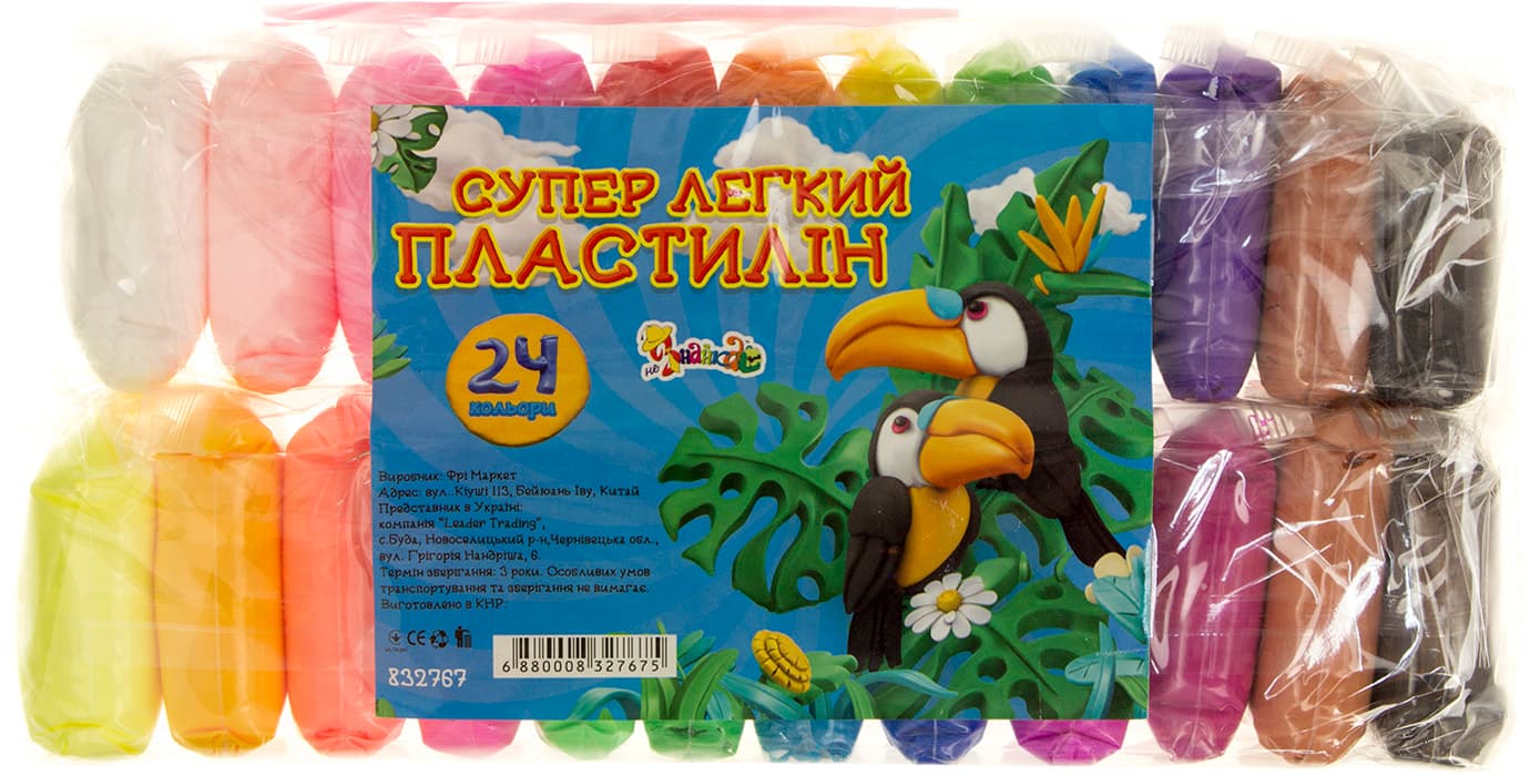 Пластилін суперлегкий 24 кольору 240гр, з стеками 832767 (120)