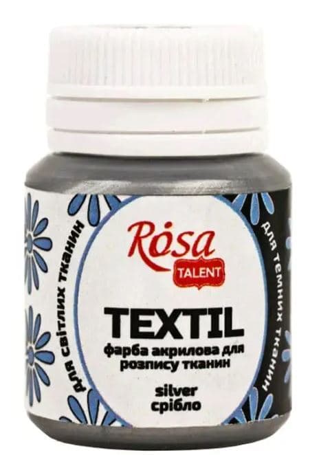 Фарба акрил. для тканини "Rosa Talent" 20мл срібло №263502