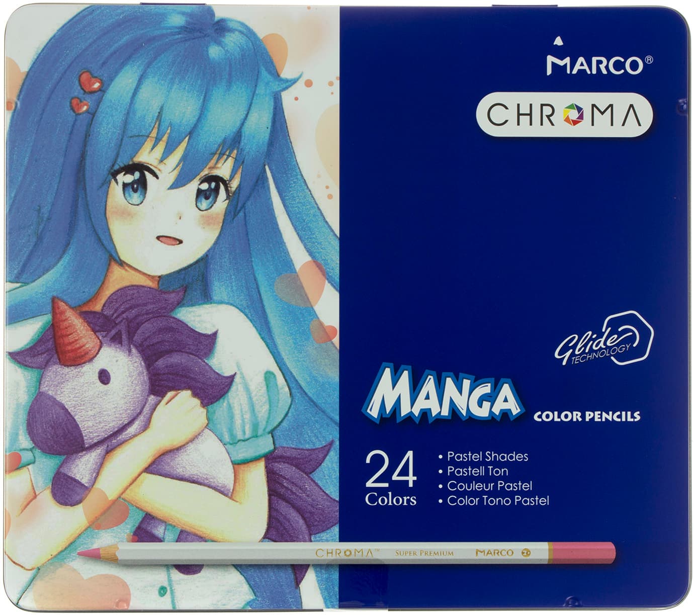 Олівці кольорові 24 кольори Marco Chroma металева коробка (6) (36) 8550-24TN/1329