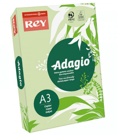 Бумага цветная А3 80 г/м2 интенсив Rey Adagio Bright Green 81 ярко-зеленая (500) (2500)
