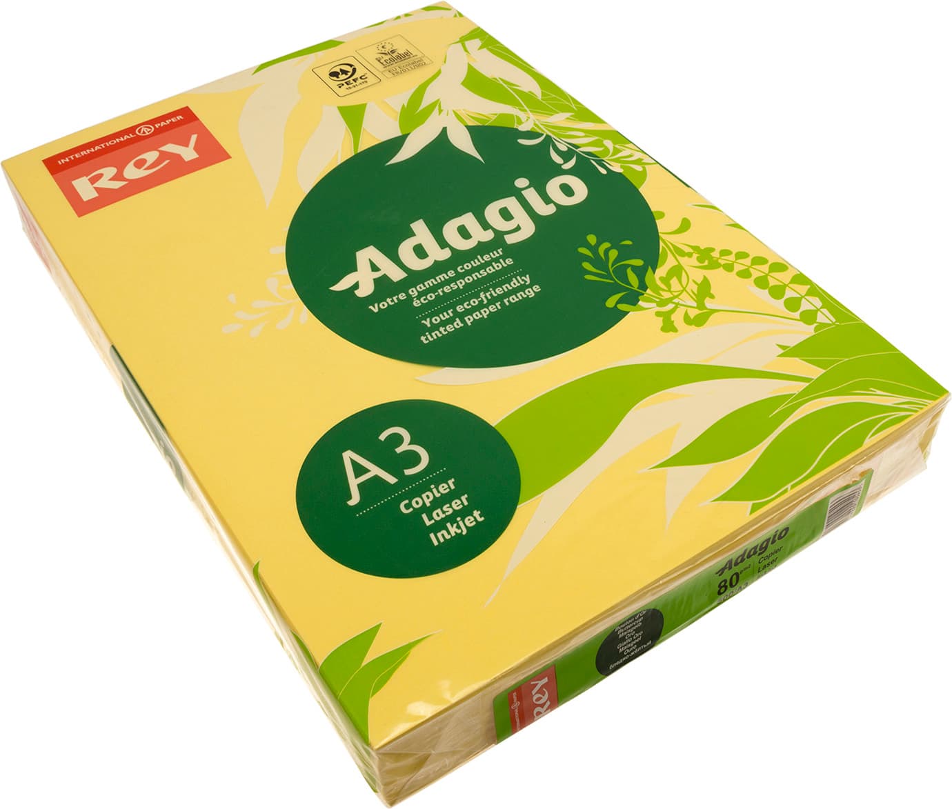Бумага цветная А3 80 г/м2 интенсив Rey Adagio Buttercup 02 желтая (500) (2500)