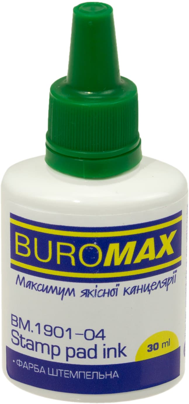  Штемпельна фарба Buromax 30 мл зелена (12) (288) №1901-04