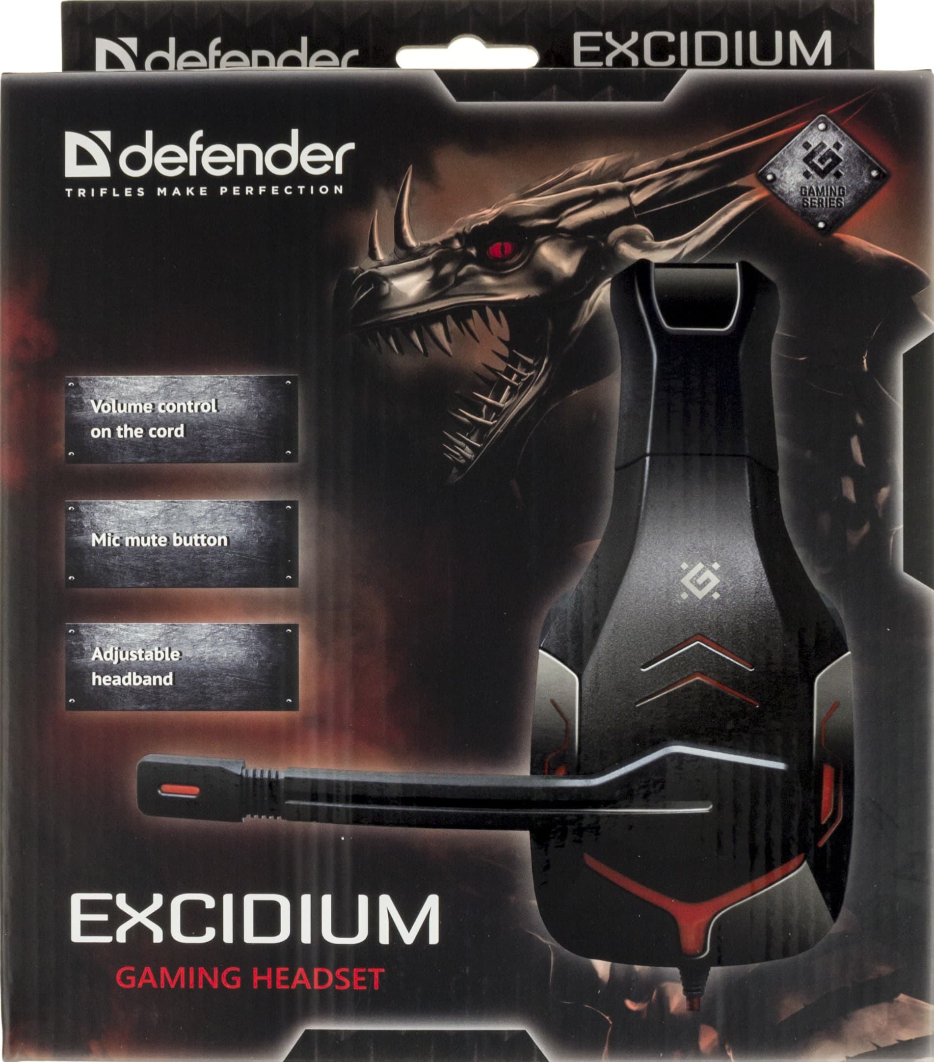 Навушники Defender Excidium 2,2 м red/black мікрофон №64540  