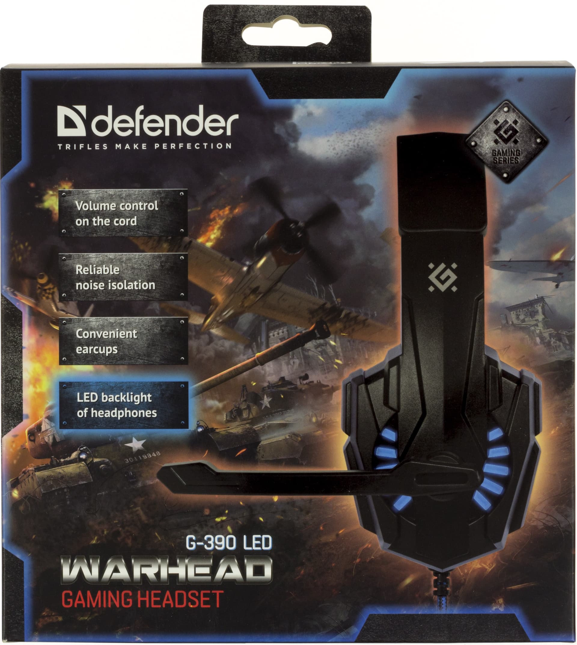 Наушники Defender Warhead G-390/64039 1.8 м Led black/blue микрофон