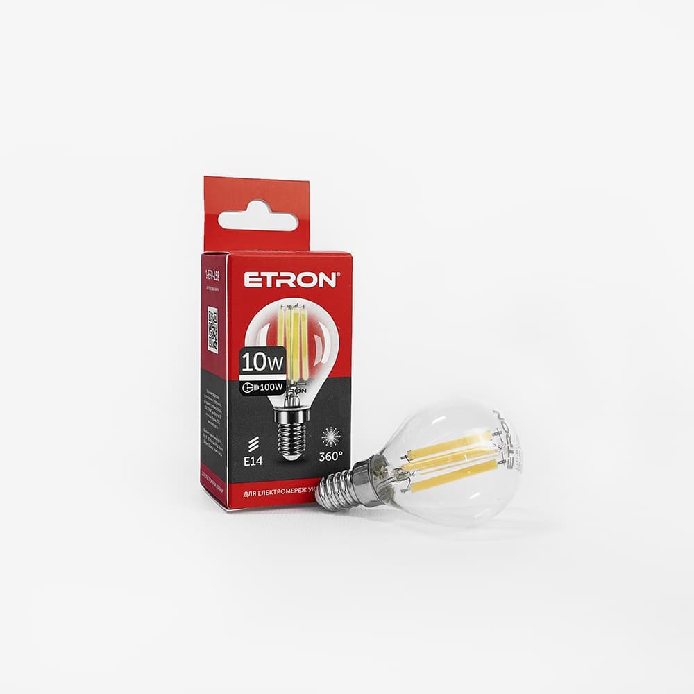 Лампа Etron Filament Power прозрачное стекло LED 1-EFP-158 G45 10Вт 4200K Е14 (10)