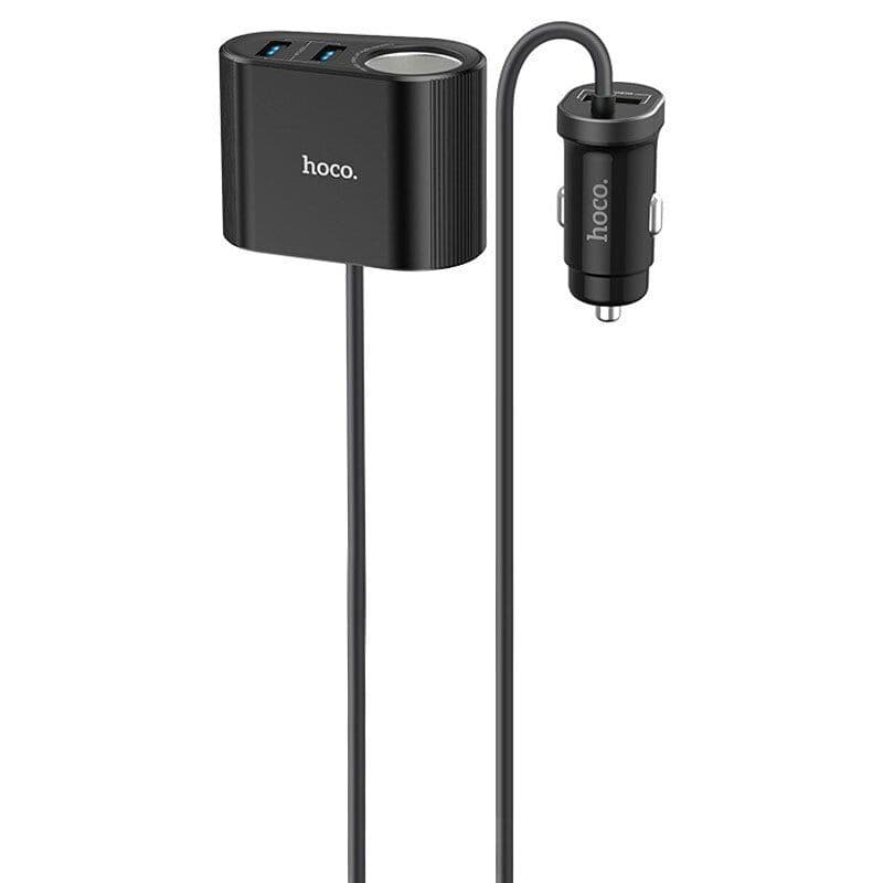 Зарядное устройство авто. Hoco №Z35A быстрая зарядка 3USB+Type-C 2.4A порт прикуривателя black