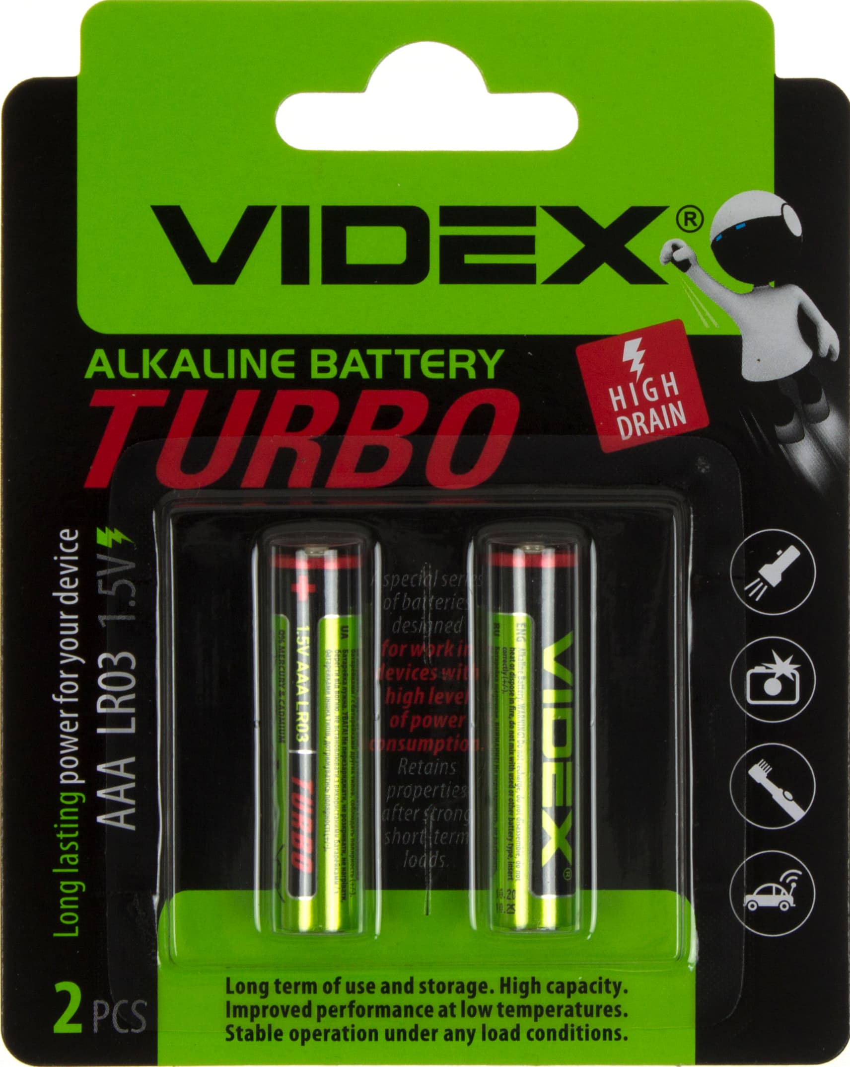 Батарейки Videx Turbo LR-03 блистер 2шт (10)