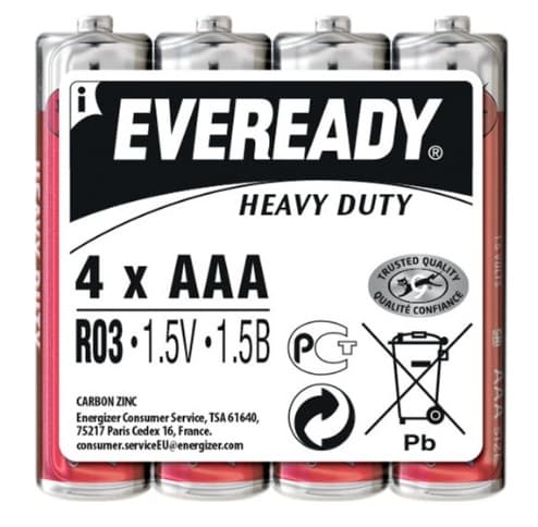 Батарейки Energizer Eveready Heavy Duty R-03 / пленка 4 шт (15)