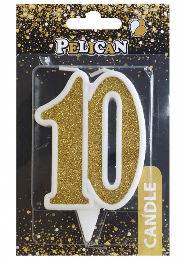  Свеча юбилейная 10" 7 см золото Pelican (1) (32) №867110