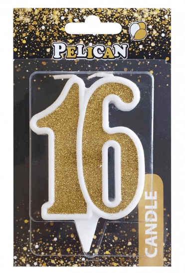 Свічка ювілейна 16 років, 7см золото (1) (32) №867116Pelican