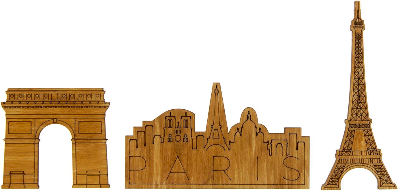 Магниты Paris (набор 3 шт) 6-11 см фанера лакированная