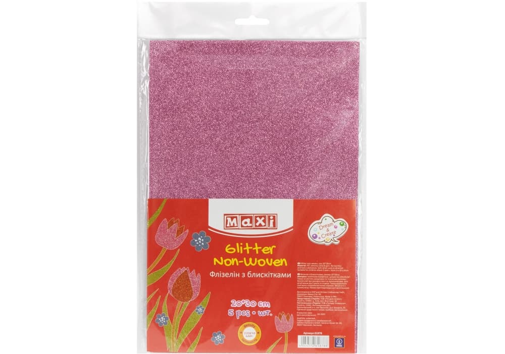 Флизелин А4 Maxi розовый с блестками (5) №MX61879