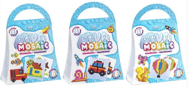 Набір креативної творчості Aqua Mosaic Комільфо українською DankoToys (12) (24) №AM-02-1,2,3 