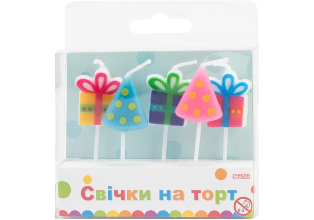 Набір свічок в торт Gift Boxes 5 шт Maxi (48) №MX629084