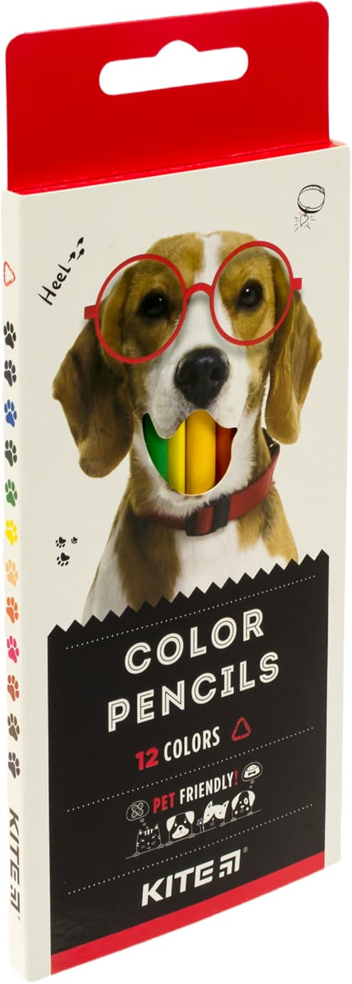 Олівці кольорові 12 кольорів Kite Kite Dogs тригранні (12) (240) №K22-053-1