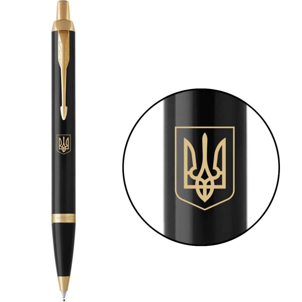  Ручка шариковая Parker IM Black с позолотой Трезубец прозрачный №22032_T010y