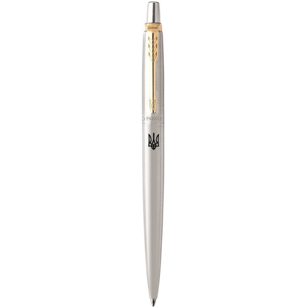  Ручка шариковая Parker Jotter сталь с позолотой Герб Украины №16032_T005b