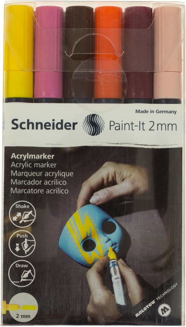 Набір маркерів акрилових Schneider Paint-it 310 2мм Wallet Set3 6 кольорів (10) S120197