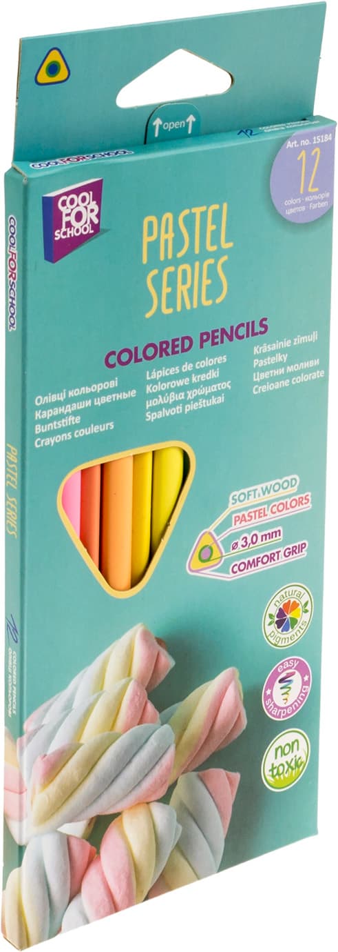 Карандаши цветн. 12 цветн. "CoolForSchool" №CF15184 Premium Pastel тригран.(12)(240)
