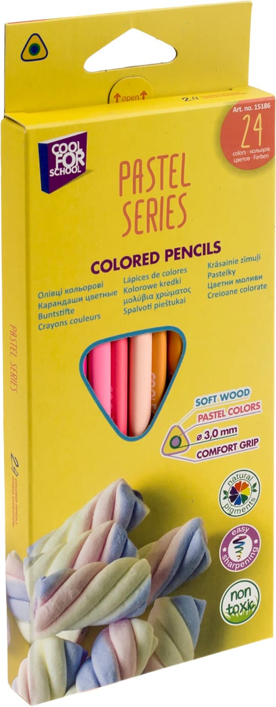 Карандаши цветн. 24 цветн. "CoolForSchool" №CF15186 Premium Pastel тригран.(6)(120)