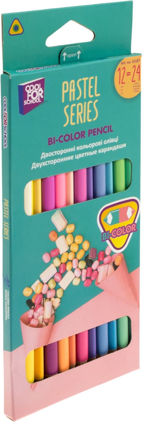 Карандаши цветн. 24 цветн. "CoolForSchool" №CF15187 Premium Pastel двухст. тригран.(12)(240)