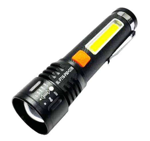 Фонарь акум. метал. Type-C,zoom,4режима,белый+красный №BL-P716-P50+COB(30)