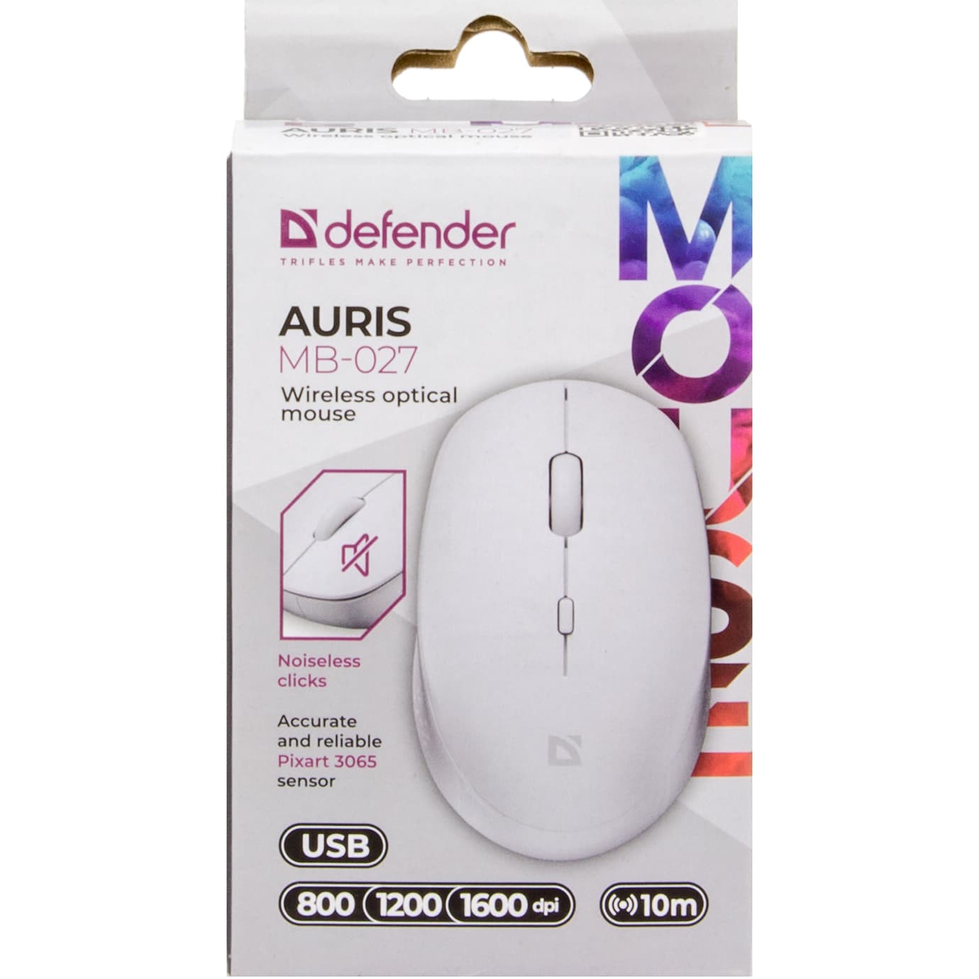Мишка BT Defender Auris MB-027 "безшумна" (1600dpi) white №52028