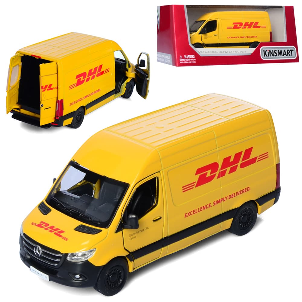 Машина метал. "Kinsmart" Mercedes-Benz Sprinter DHL Edi,в кор-ці,16х7х8см №KT5429W(24)
