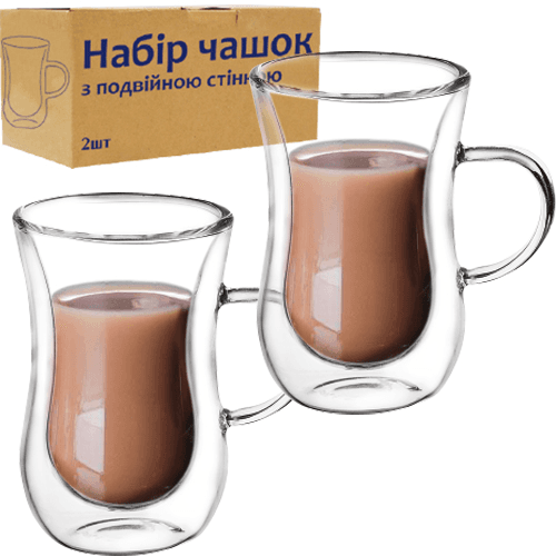 Набор чашек стекло (2шт) 100мл с двойной стенкой №202-20/S&T/(36)