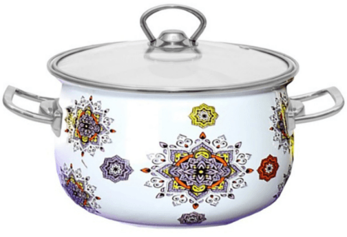 Каструля емальов. "Idea Home 2142" 20см 3,7л з склян. кришкою Indian №6832787(6)