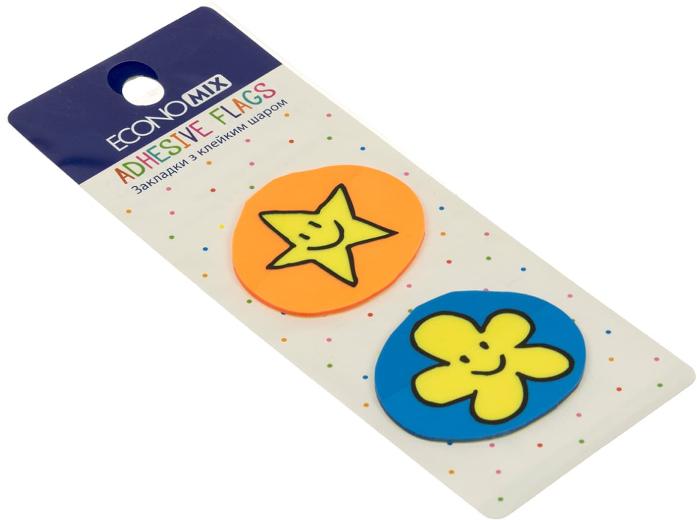 Стікери-закладки пластикові Economix Fun flower and star 35 х40 мм 40 шт асорті (48) №E20969-02