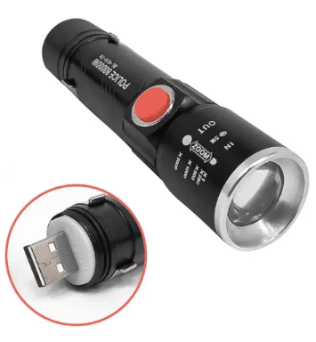 Фонарь акум. метал. ЗУ microUSB,клипса, 4 режима №BL-616-XPE-USB(60)