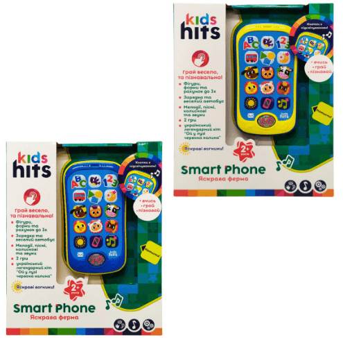 Телефон муз.,розвив. "Kids Hits"Яскрава ферма,на бат-ці,в кор-ці №KH03/003(96)КІ
