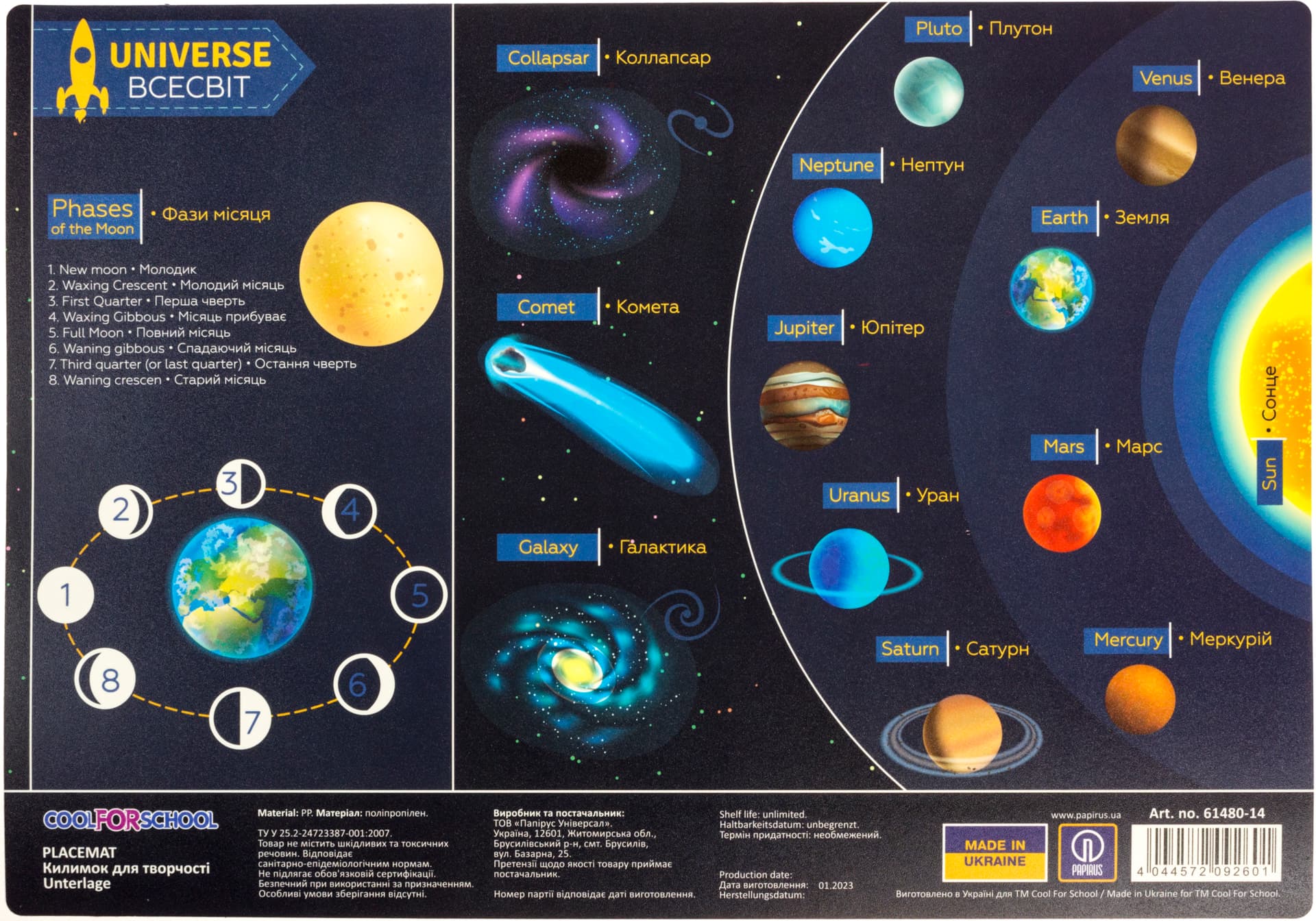 Підкладка для столу "CoolForSchool" №CF61480-14 Universe А3(8)