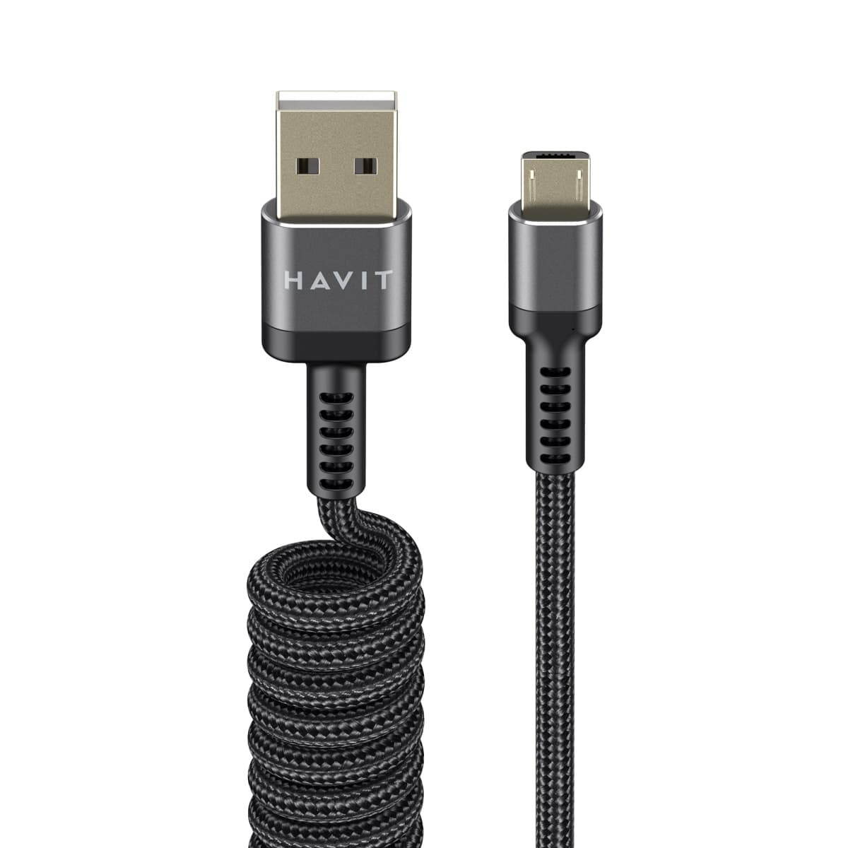 Кабель USB > Micro USB Havit HV-CB6250 пружинный 2.4A 1.5м чёрный