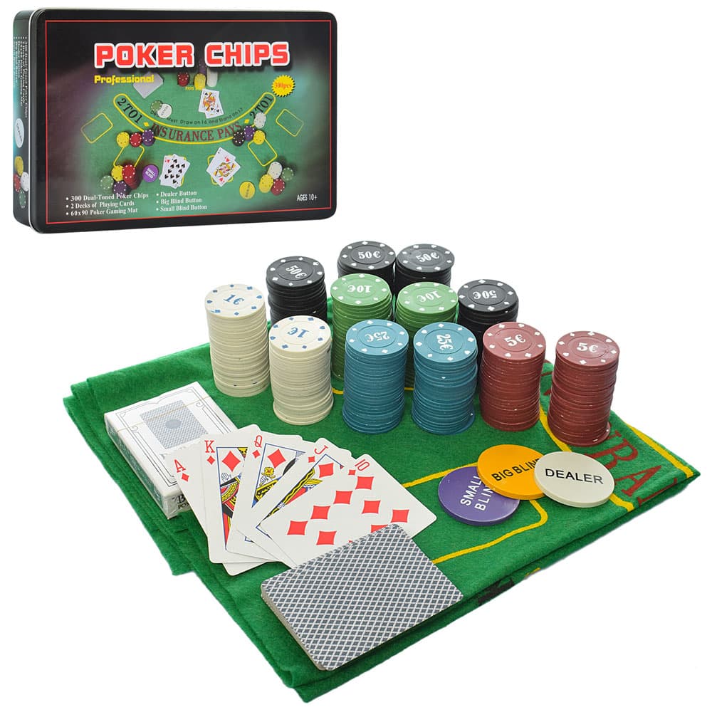 Игра наст. "Покер" фишки, карты 2 колоды,в кор-ке 33х20х5,5см №A164(12)