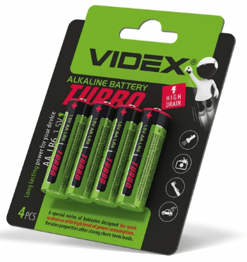 Батарейки Videx Turbo LR-06/блистер 4шт (10)(180)