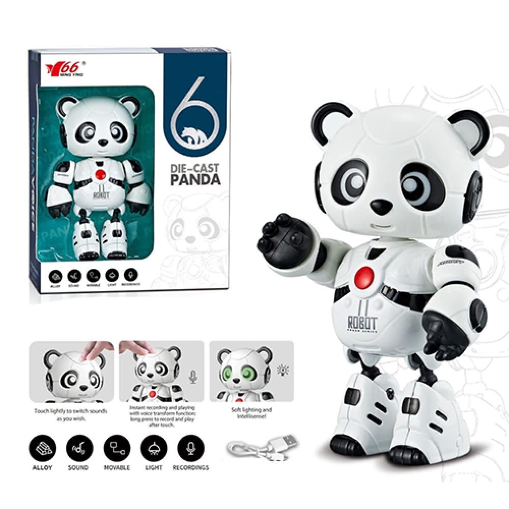 Панда RK 13см,USB,повторяет,звук,свет,функция записи,в кор-ке,18х14х7см №MY66-Q1206(16)