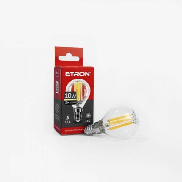 Лампа "Etron Filament Power" прозрачное стекло LED 1-EFP-157 G45 10Вт 3000K Е14(10)